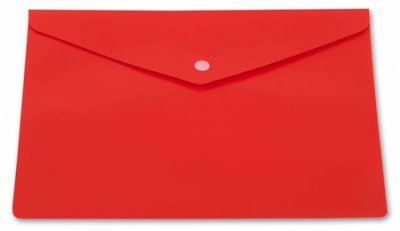Папка-конверт на кнопке A5 Бюрократ пластиковая 180мкм глянцевая красная