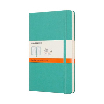 Записная книжка A5 120л линейка Moleskine® Classic Large твердая обложка на резиновой застежке бирюзовая