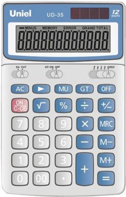 Калькулятор настольный Uniel 12 разрядов DP GT регулируемый дисплей металлическая панель 107х172x26мм