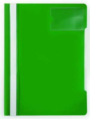 Скоросшиватель пластиковый A4 с карманом для визитки Бюрократ 160/120мкм глянцевый зеленый