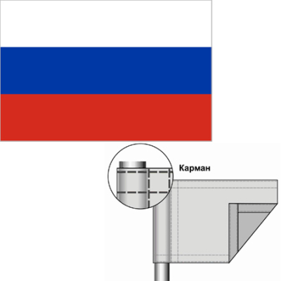 Флаг государства Россия 135х90см для древка - карман d-3см