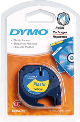 Картридж ленточный Dymo® LetraTag  12мм х4м пластик желтый 91202