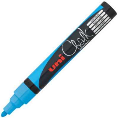 Маркер-жидкий мел Uni Chalk Marker  2.5мм голубой