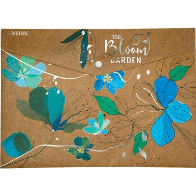 Папка-конверт на кнопке A4 deVENTE пластиковая 180мкм 'Bloom Garden' Blue