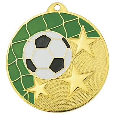 Медаль спортивная футбол '1 место' d-5см металл золото/эмаль