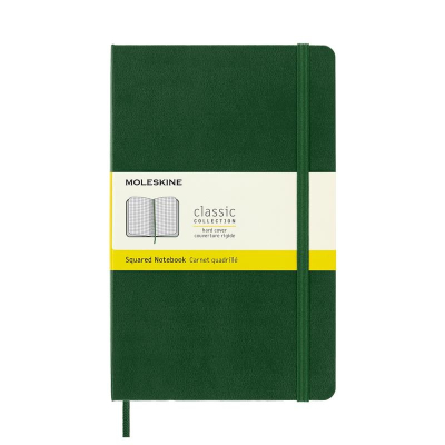 Записная книжка A5 120л клетка Moleskine® Classic Large твердая обложка на резиновой застежке зеленая