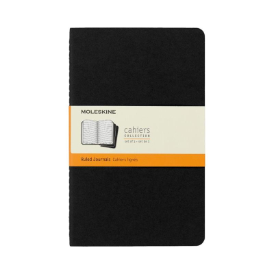 Записная книжка A5  40л линейка Moleskine® Cahier Large 3шт картонная обложка черная