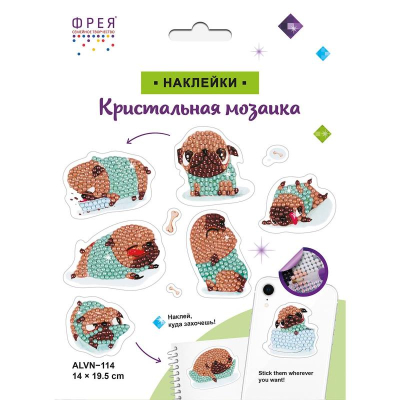 Набор творческий Алмазная мозаика Фрея Наклейки 14х19.5см 'Мопсы'