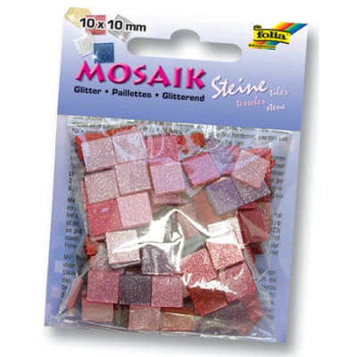 Мозаика Folia пластиковая Тонированная с блестками 10х10мм 190шт оттенки розового