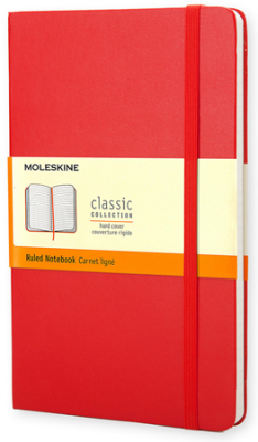 Записная книжка A6  96л линейка Moleskine® Classic Pocket твердая обложка на резиновой застежке красная