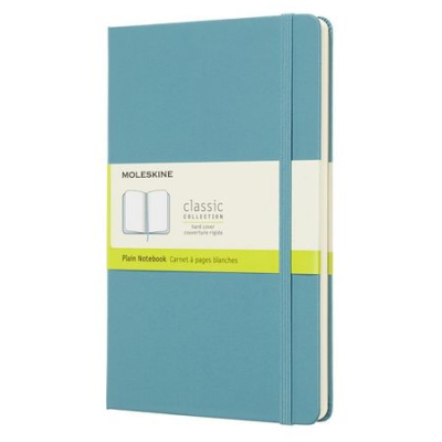 Записная книжка A5 120л без линовки Moleskine® Classic Large твердая обложка на резиновой застежке голубая