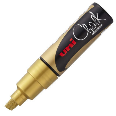 Маркер-жидкий мел Uni Chalk Marker  8.0мм  металлик золотой