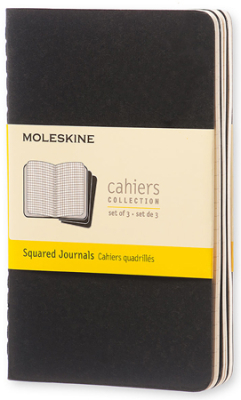 Записная книжка A6  32л клетка Moleskine® Cahier Pocket 3шт картонная обложка черная