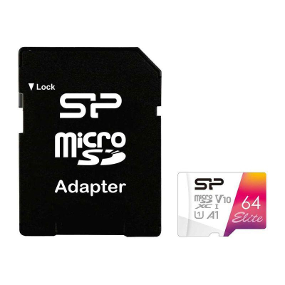 Карта памяти micro SDXC Silicon Power  64Gb Class 10 Elite с адаптером