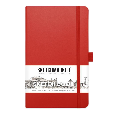 Блокнот для набросков Sketchmarker 13х21см 140г  80л твердая обложка красный