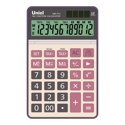Калькулятор настольный Uniel 12 разрядов DP GT регулируемый дисплей металлическая панель 110х173х16мм карминно-бордовый