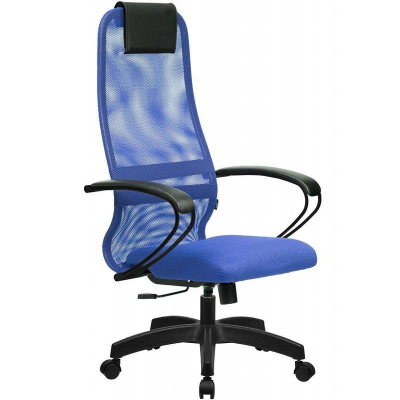 Кресло руководителя Метта B- 8 сетчатая спинка ткань синее