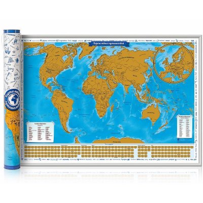 Скретч-карта мира 'Карта твоих путешествий'  86х 60см тубусе