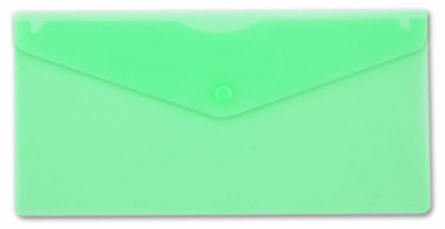 Папка-конверт на кнопке DL 25х12см Бюрократ пластиковая 180мк прозрачная зеленая