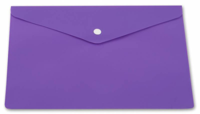 Папка-конверт на кнопке A4 Бюрократ пластиковая 180мкм глянцевая фиолетовая