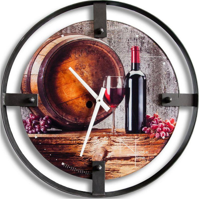 Часы настенные Салют Дизайнерские NicoleTime металл/стекло d-61см 'Wine Cellar' черные стрелки