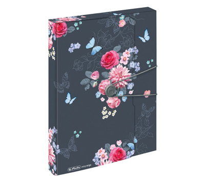 Папка-короб с резиновой застежкой пластиковая A4 до 400л Herlitz Ladylike Flowers 