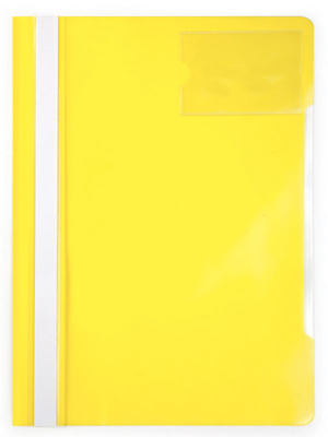 Скоросшиватель пластиковый A4 с карманом для визитки Бюрократ 160/120мкм глянцевый желтый