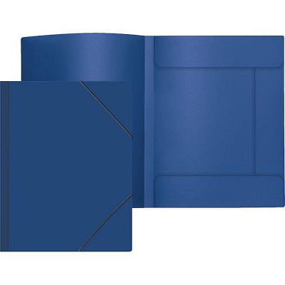 Папка с 2-я резиновыми застежками пластиковая A4 до 300л с 3 клапанами deVENTE 'Daily' синяя