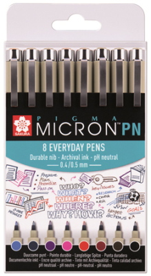 Ручки капиллярные художественные Sakura Pigma Micron PN  8цв 0.4-0.5мм