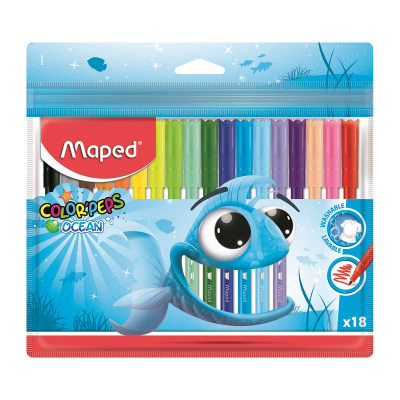 Фломастеры  18цв Maped Color'peps 'Ocean' смываемые в пластиковой упаковке