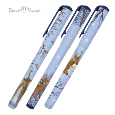 Ручка шариковая BrunoVisconti® DreamWrite 0.7мм синие чернила 3 дизайна 'Олененок'