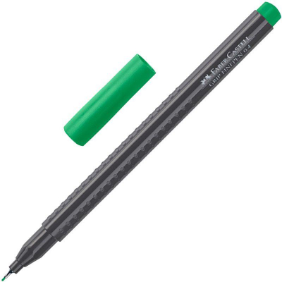 Ручка капиллярная Faber-Castell 'Grip Finepen' 0.4мм трехгранный корпус изумрудно-зеленая