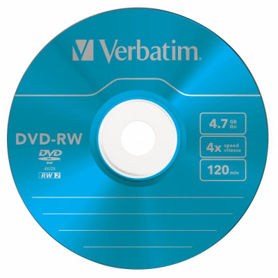 Диск DVD-RW 4.7Gb  4X Verbatim Colour Slim Case