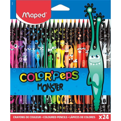 Карандаши  24цв Maped Color'Peps 'Black Monster' пластиковые трехгранные в картонной коробке