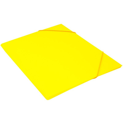 Папка с 2-я резиновыми застежками пластиковая A4 до 300л с 3 клапанами Бюрократ Double Neon желтая