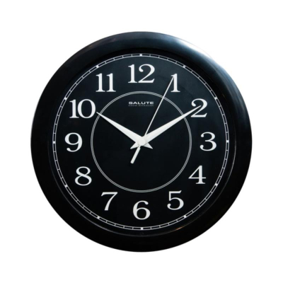 Часы настенные Салют Классика d-28см черный циферблат белые стрелки черный обод
