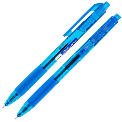 Ручка шариковая автоматическая Deli 0.7мм 'X-tream' игольчатый стержень c резиновой манжетой синяя