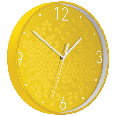 Часы настенные Leitz d-29см плавный ход WOW желтые