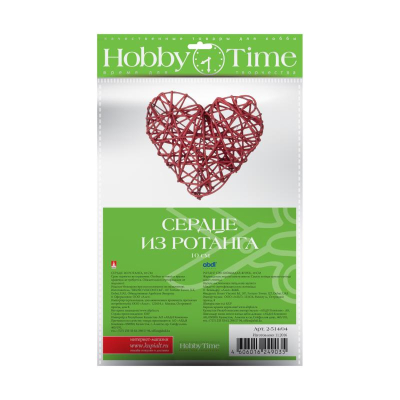 Украшение декоративное из ротанга Hobby Time Сердце объемное h-10см  5 цветов ассорти