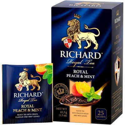 Чай Richard черный 'Royal Peach & Mint' индийский с персиком и мятой  25пак х 2г
