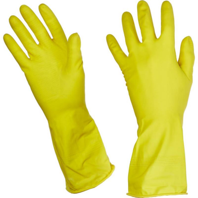 Перчатки хозяйственные латексные с внутренним хлопком Luscan размер 9 (L) желтые