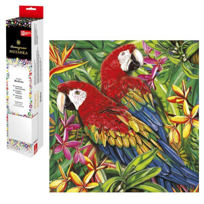 Мозаика алмазная 30х30см Феникс+ круглые стразы полная выкладка 'Тропические птицы'