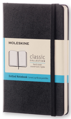 Записная книжка A6  96л в точку Moleskine® Classic Pocket твердая обложка на резиновой застежке черная