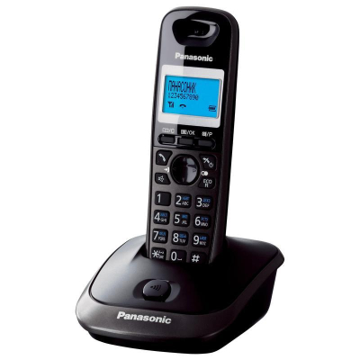 Телефон-трубка Panasonic DECT АОН спикерфон темно серый металлик