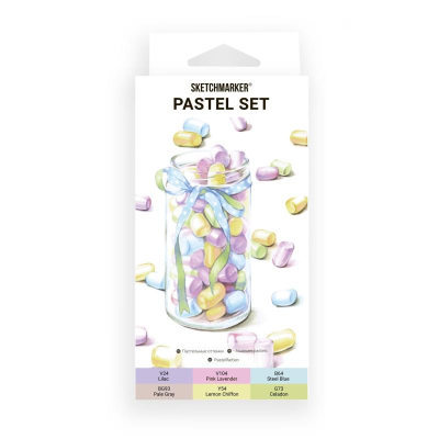 Маркеры художественные спиртовые Sketchmarker 'Pastel'  6цв двусторонние в картонной коробке