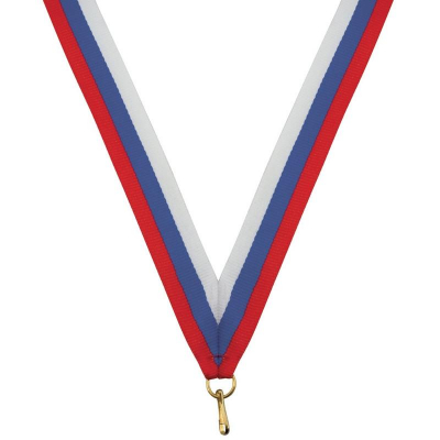 Лента для медали 80см 'Триколор' 22мм полиэстер с карабином