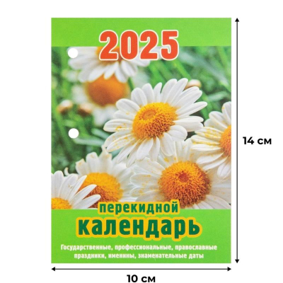 Календарь перекидной 2025 газетная бумага 1 краска 'Ромашки'