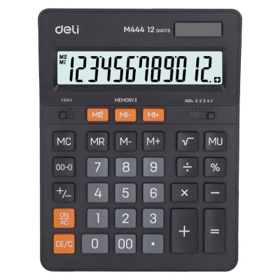 Калькулятор настольный Deli 12 разрядов DM DP 155х205x35мм темно-серый корпус