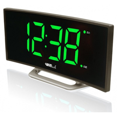 Часы настольные BVItech LED зеленые 2 будильника регулировка яркости свечения 17х9х4см 220V