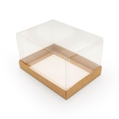 Коробка для кондитерских изделий 20х15х12см крафт с прозрачной крышкой